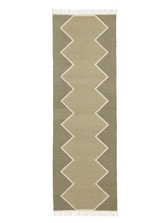 Dakota 80X250 Petit Vert/Blanc Naturel Couloir Tapis De Laine