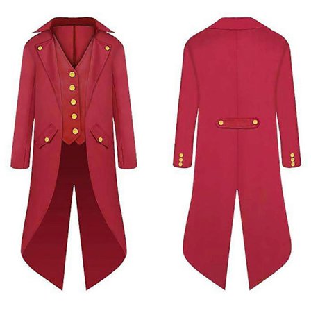 Halloween Kläder för Förälder och Barn, Herr Retro Kläder, Barn Midilång Punk Retro Smoking Röd-FF-