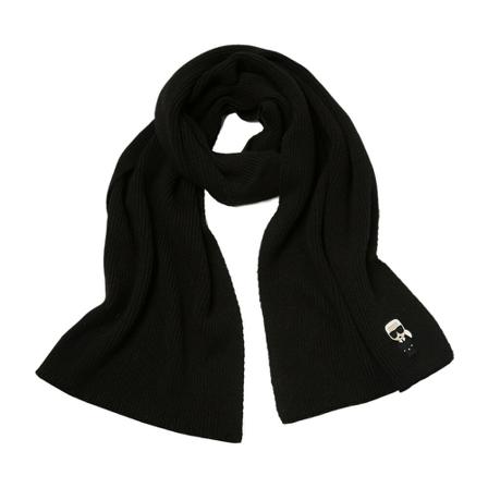 Karl Lagerfeld, Ikonik Patch Knit Scarf Czarny, Kobieta, Rozmiar: ONE Size