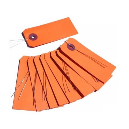 Orange etiketter med metaltråd x 10