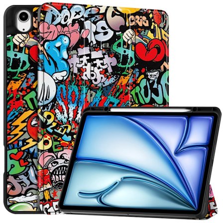 Till iPad Air 13 (2024) Slim fit tri-fold fodral Pennfack - Graffiti