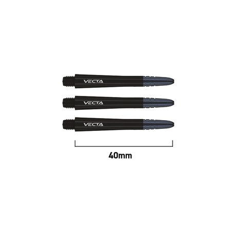 Winmau Vecta Shafts 40mm Polycarbonate Dart Shafts - 6 Pieces, Black, Replacement, Accessories, Set