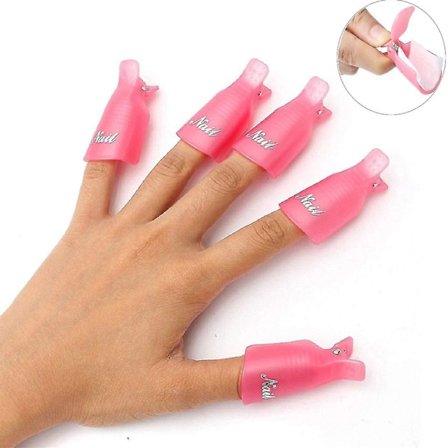 10pc Plastic Acrylic Nail Art Soak Off Cap Clip Uv Gel Polish Remover Wrap Tool