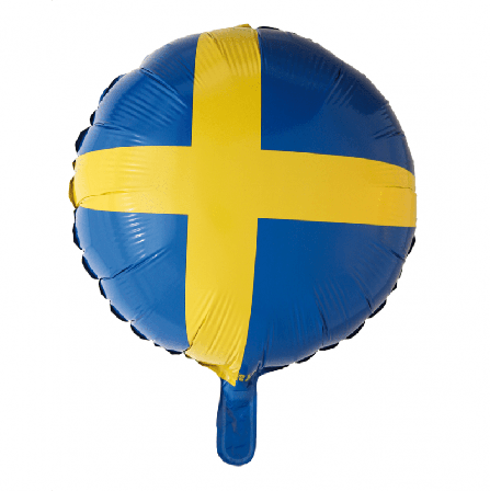 Heliumballong rund med svenska flaggan - Partyninja.se