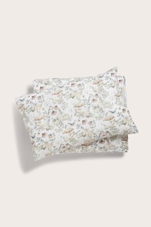 Newbie | Metsäaiheinen vuodevaatesetti 100x130 | Vaaleanbeige