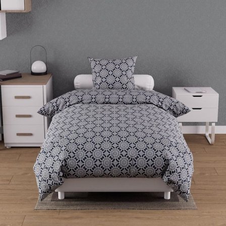 57 trådar bomull påslakanset 140x200 cm ESMERALDA marinblå, av Soleil d'ocre