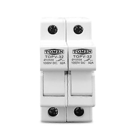 Tomzn 2p Parallell DC Säkringshållare 10x38mm Högspännings Solar PV Säkringshållare 1000v Topv-32 För Solceller