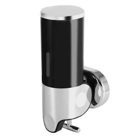 (Sort) Vægmonteret dispenser - Badeværelse, brusebad, køkken - Sort - ABS-plast - 500 ml