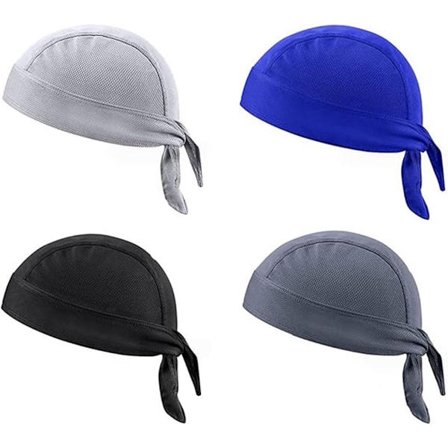 Herre 4-delt pannebåndsett - pustende sykkelcaps - pannebåndcaps (svart, grå, lysegrå og blå)