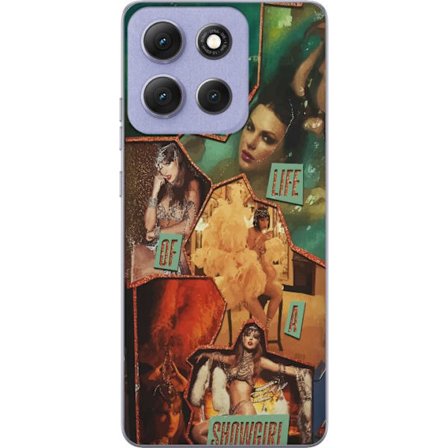 Kompatibelt Mobilskal till Motorola Motorola Moto G86 Taylor Swift Livet som Showgirl - Gyllene Showgirl med Hatt och Glamour