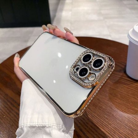 Skal för iPhone 17 PaxMax Elektropläterad Kant Diamant [Guld] Elektropläterad Kant Diamant Silikon Gradient Glitter