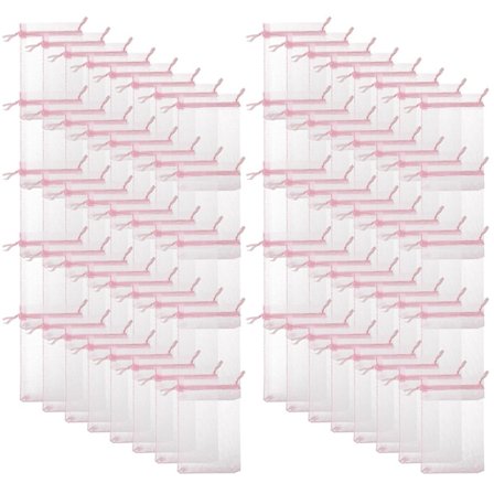 100 st Organza Påsar Snörpåse Presentpåsar Bärbar Genomskinlig Organza Smyckespåsar