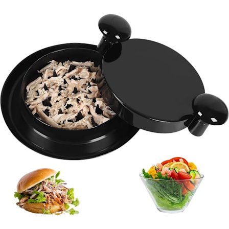 Kyllingribbe (svart), kjøttskjæriverktøy med håndtak og sklisikker base for grønnsaker, svinekjøtt, kylling