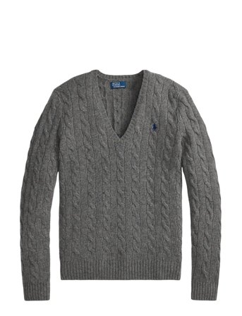 Polo Ralph Lauren | Cable-Knit Wool-Cashmere V-Neck Sweater | L