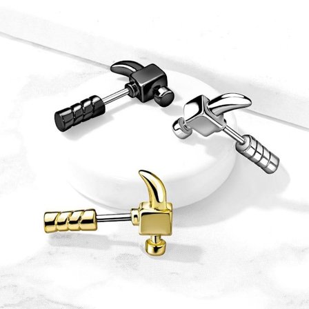 Hammarformad Tragus/Cartilage Studa i IP-316L stål