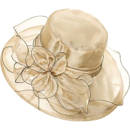 Khaki - Dam Organza Chapel Hat Peruk Bröllop Hat Solhatt
