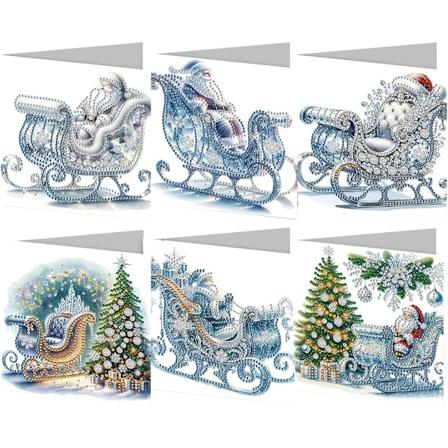 DIY Diamantmaleri Julekortsett, 12/8/6/4 Pakk, Håndlagde Høytidskort HK053