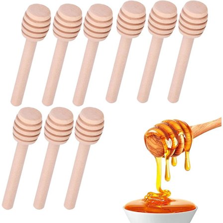 50 st Trähonungssked Spiral honungspinne, 8 cm minihonungsvisp