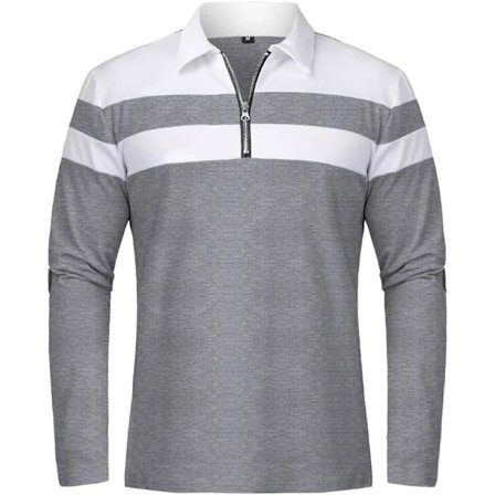 Pikétrøjer til mænd, kort- og langærmet, afslappet patchwork 1/4 lynlås krave trøje