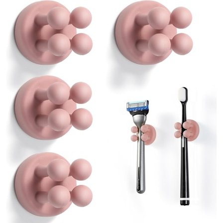 Silikoninen hammasharjan pidike - 4 kpl hammasharjan pidikettä kylpyhuoneeseen, monitoimikoukku vedenpitävä itseliimautuva