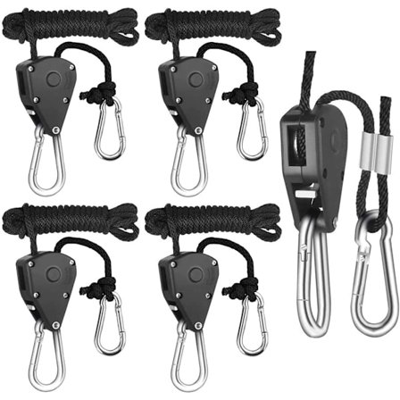 4 stk. Hengerop Hjul, Plantetau Hjul med krok, Tau Hjul med Sperre