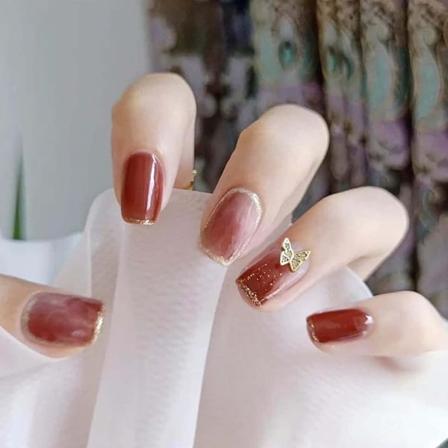 24 kpl ranskalainen kärkipainatus kynsillä lyhyillä kuvioilla, tekonaulat liimalla, Ballerina tekokynnet cover naisille ja tytöille