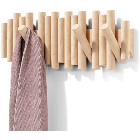 Väggkrok 5 Krokar, Naturträ, 37,1x16,5x4,4 cm, DEBUNS