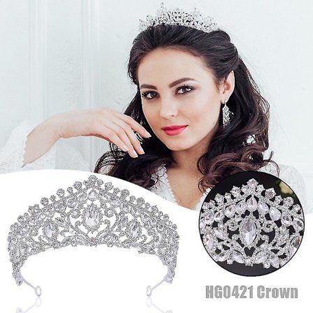 Brudekrone med røde steiner, tiara, tilbehør til brudekjole, bursdagsgave