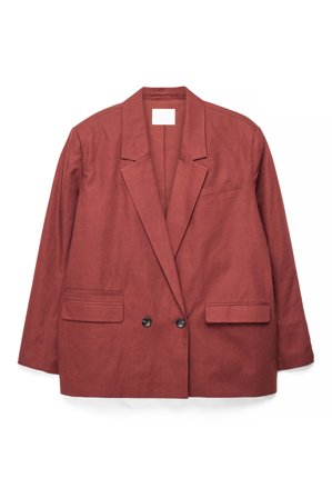 NA-KD Linen Blend Maxi Oversized Blazer - Sommersæt - Rød - EU 40