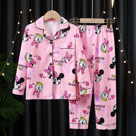 Barnpyjamas Sanrioed Söt Cinnamoroll Kuromi Cotton Pyjamas Långärmad Tecknad Barn Sovkläder Pojkar Flickor Hemkläder 16(135-145cm) PINK MINI