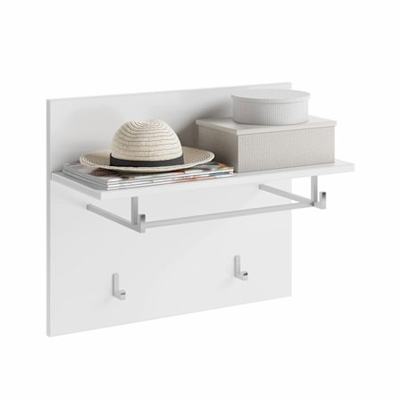Rootz Linus Garderobset - White Coat Rack - Wall Panel Organizer - Puristic Design - 49cm x 60 cm x 26 cm