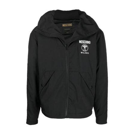 Moschino Zipped Jakke with printed logo Sort, Herre