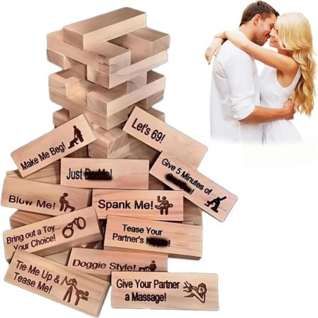 Blocktårnspel for voksne, Super Naughty Blocktårnspel, Valentine Tumbling Tower Stableklosser