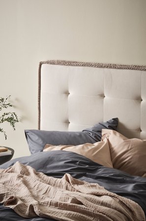 Jotex - Sengegavl 120 Cm Naturhvit/greige piping - CLIFTON - Kjøp Sengegavler hos Jotex