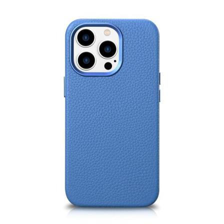 iCarer iPhone 14 Pro Kuori Magsafe Aito Nahka Litchi Premium - Vaaleansininen