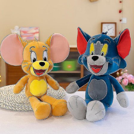 Tom og Jerry plysj leketøy katt mus utstoppede dyr dukke for barn gave(35cm,katt)
