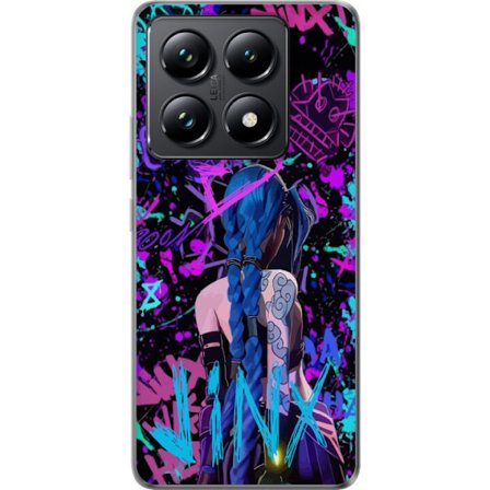 Kompatibel Mobilcover til Xiaomi Xiaomi 14T Pro Farverig graffiti illustration med en karakter med blåt hår i en urban street art stil