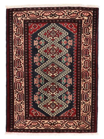 Tapis Turkaman 66X90 Noir/Rouge Foncé (Laine, Perse)
