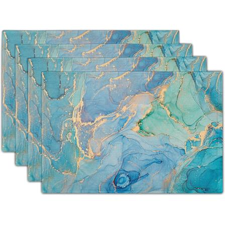 Teal-v riset p yt liinat, 4 kpl setti, pest v t, liukumattomat, l mm nkest v t, 12x18 tuumaa, turkoosi sininen, paksu, koristeelliset pellava-