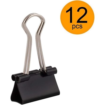 Sorte 12-pak dokumentklemmer 19mm Multifunktionelle klemmer til papir