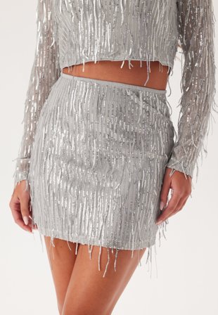 ONLY-Spacy Short Sequins Skirt-L