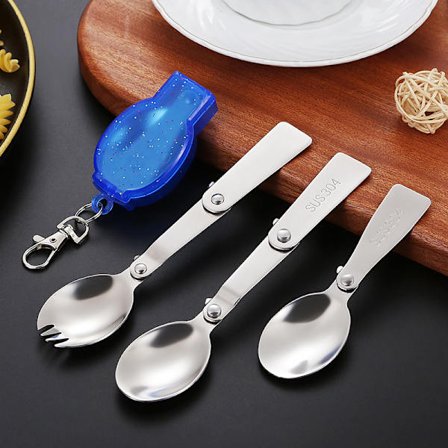 3 sæt 304 rustfrit stål ske gaffel foldesæt bærbart bord