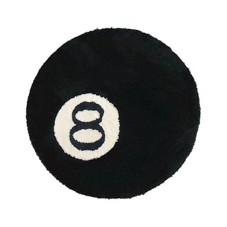 Simuleret Billard 8-Ball Tæppe, Rundt Plysset Blødt Stolpude, Sort Tæppe Dekoration Tæpper Sort Cirkel Tæpper