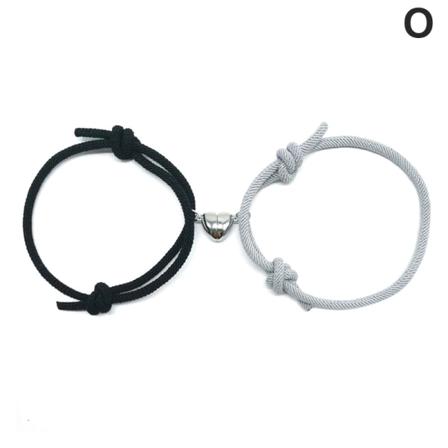 2st Par Hjärta Armband Rep Flätad Avstånd Magnet Locka