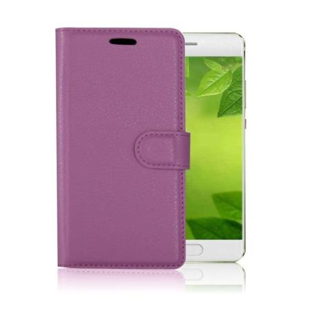 Huawei P10 Litsi Pintainen Nahkakotelo Standillä - Violetti Purple
