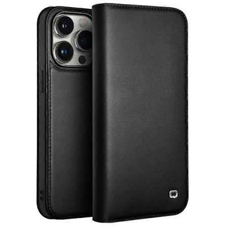 QIALINO iPhone 15 Pro Max -kotelo Folio Flip Aitoa Lehmännahkaa Puhelinjalusta Suojakuori