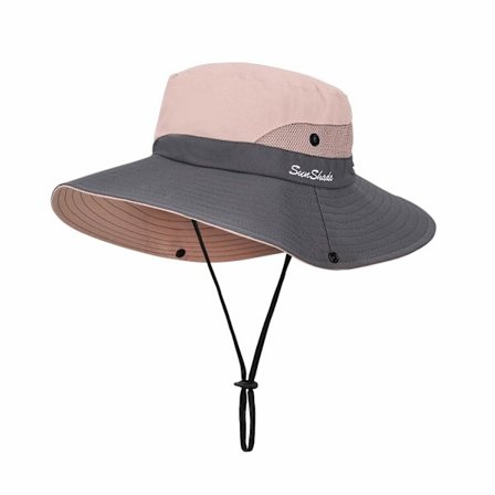 Dame Solhat Bred Skygge UV Beskyttelse Sammenfoldelig 56-58CM (Pink)