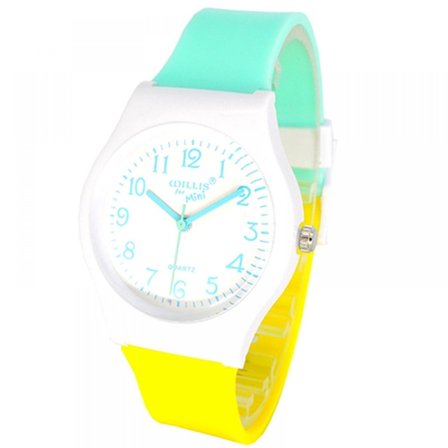 Farverige ure til drenge og piger, teenagere og studerende, blødt silikonearmbånd (lysegrøn)
