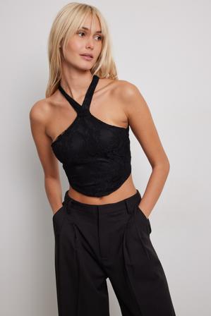 NA-KD Party Haut dos nu en dentelle - Tops habillés - Noir - XX-Large