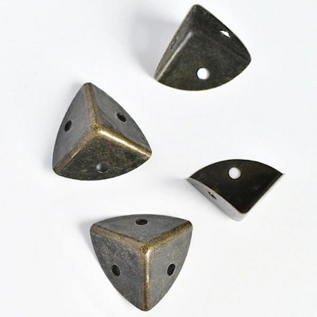 /EA/ Sett med 12 antikke, avrundede møbelhjørner - Beskyttende metallhjørner - for skuffer, møbler, hyller, kantbeskyttelse